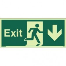 Fire Exit Man Arrow Down Sign